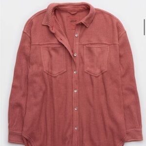 Aerie Rust Waffle Knit Shirt